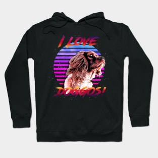 I Love Doggos (Spaniel) Retrowave Outrunner Hoodie